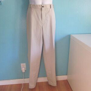 Brooks Brothers Mens Light Tan Cotton Flat Front Casual Chino Pants 35 X 32